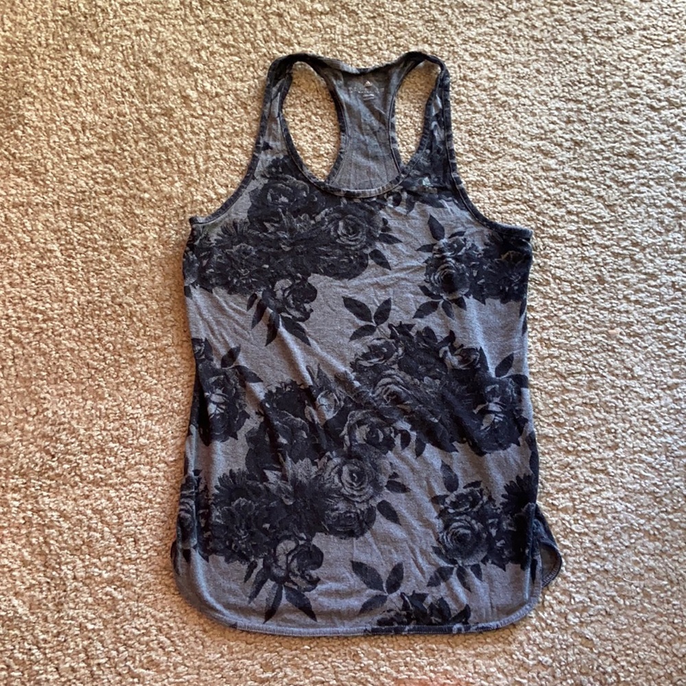 Floral print gray and black Adidas tank top size small